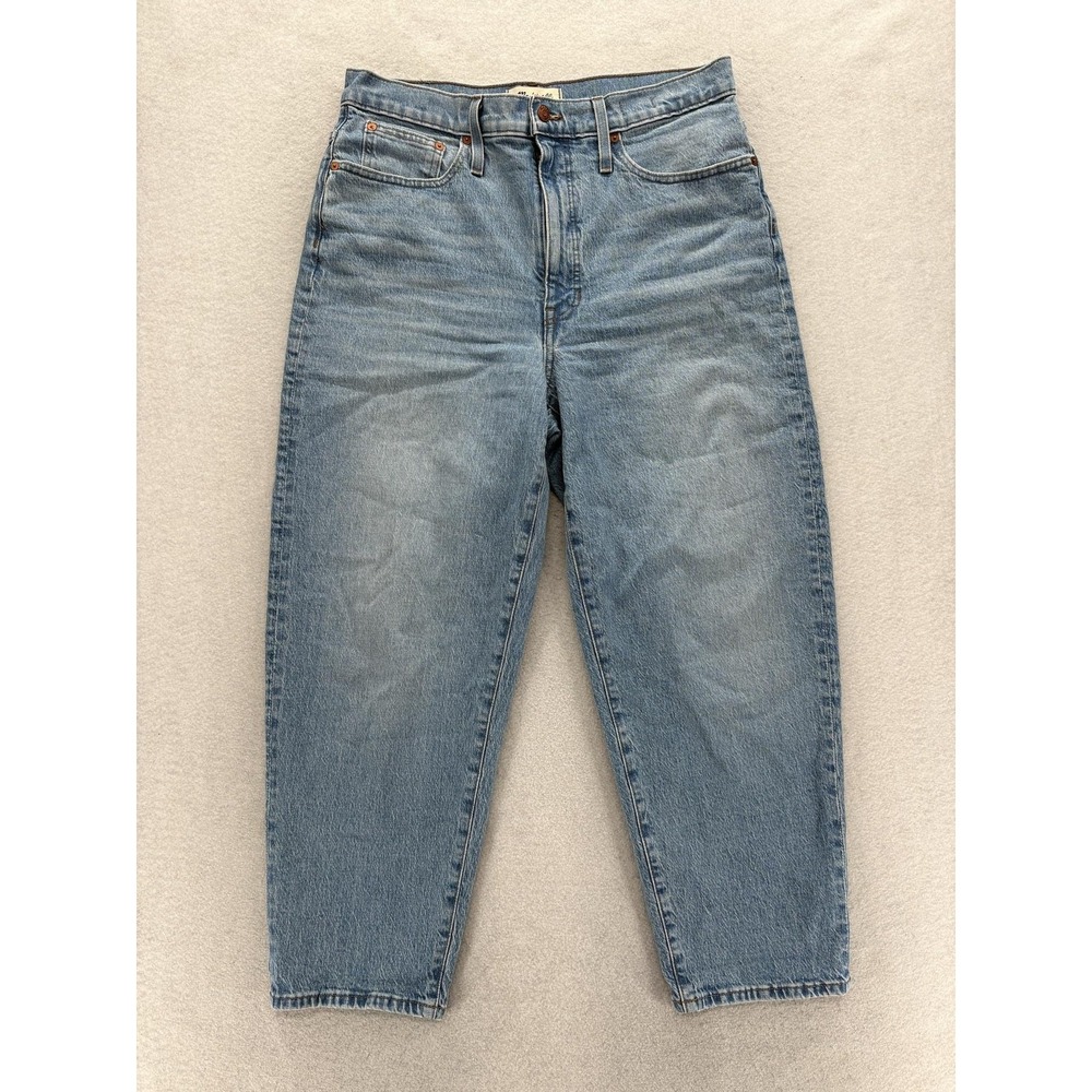 Madewell Balloon Tapered Jeans Womens 30 Blue Light Wash High Rise Relaxed Crop
